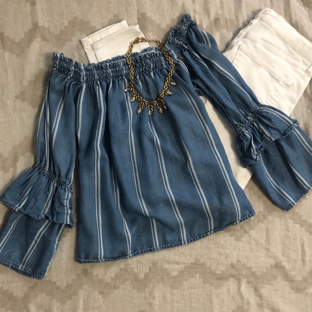 “Cold Shoulder” Chambray Top